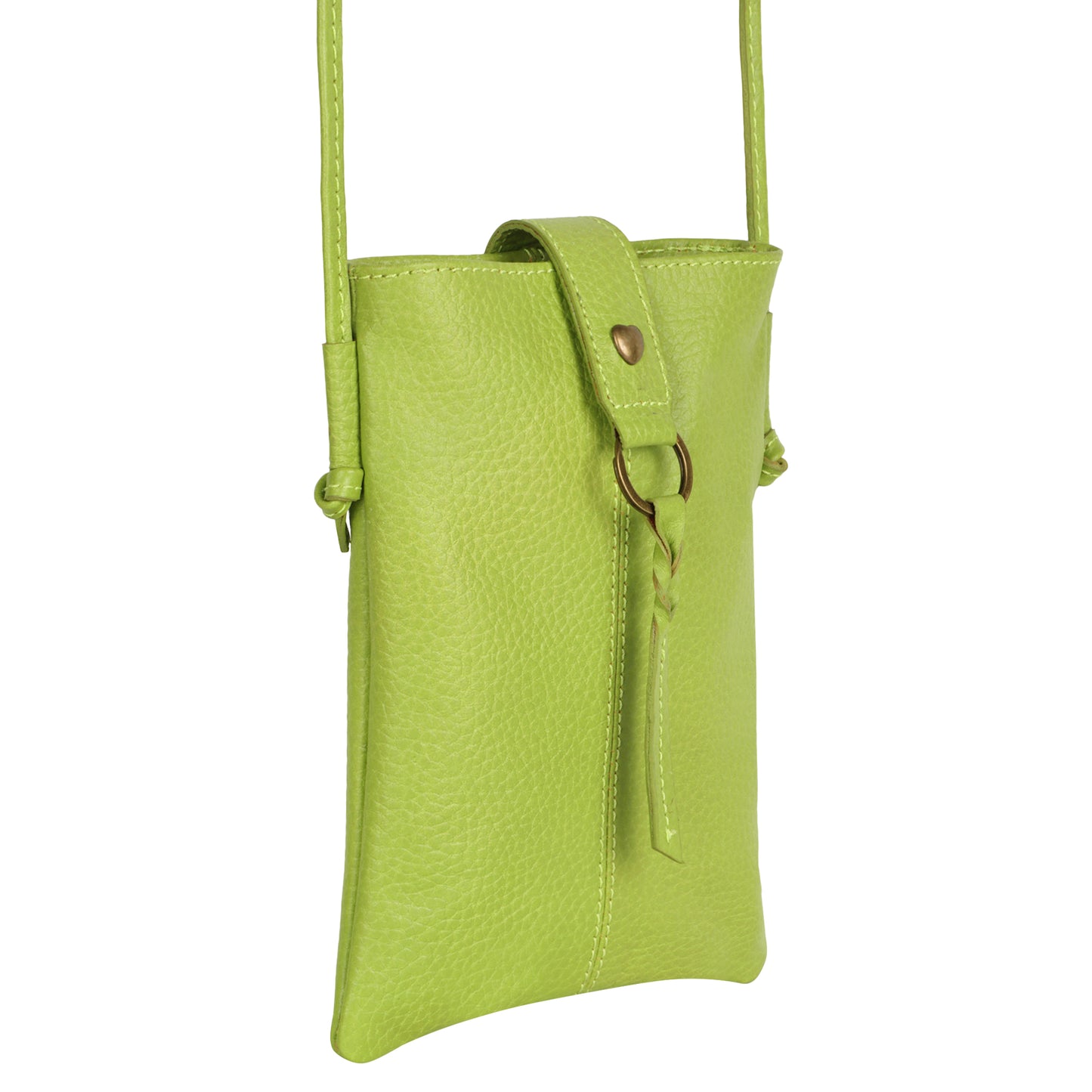 Jennie Small crossbody bag w/ slim strap closure & tassel - Lime Green