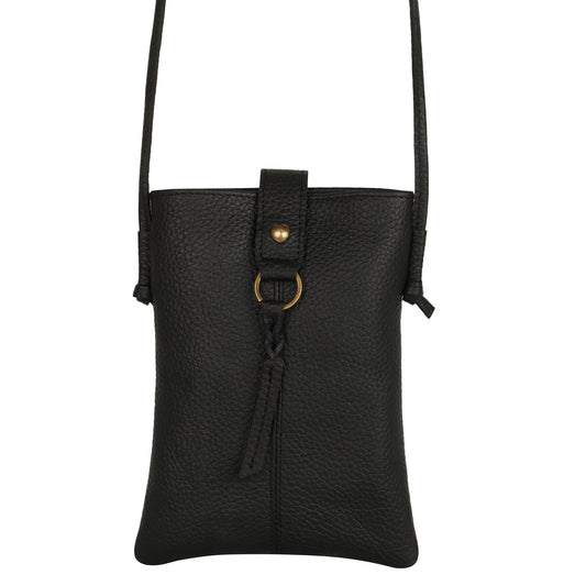 Jennie Small crossbody bag w/ slim strap closure & tassel - Black