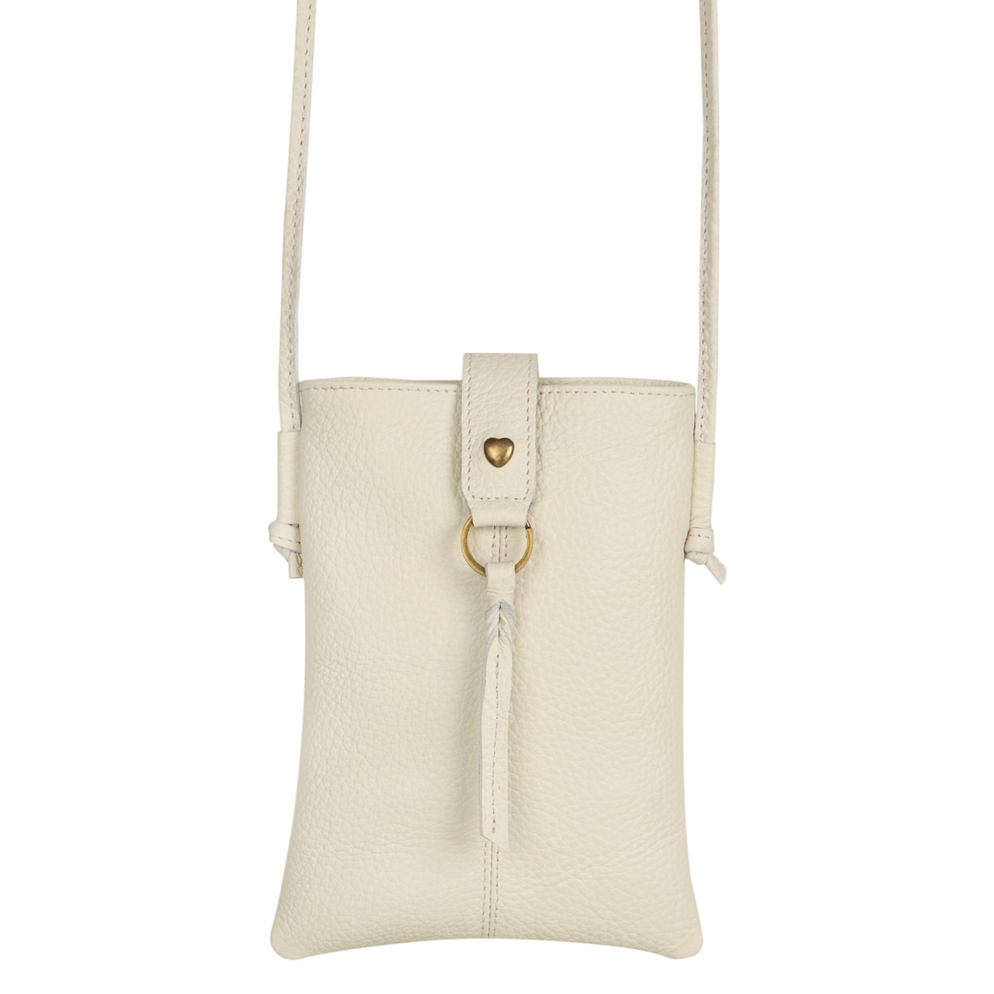 Jennie Small crossbody bag w/ slim strap closure & tassel - Cream White