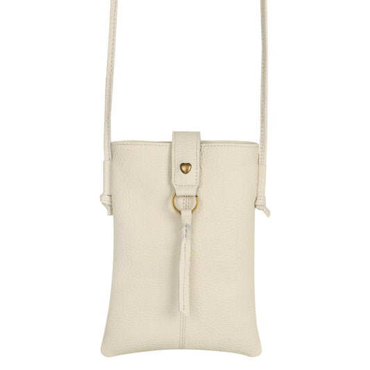 Jennie Small crossbody bag w/ slim strap closure & tassel - Cream White