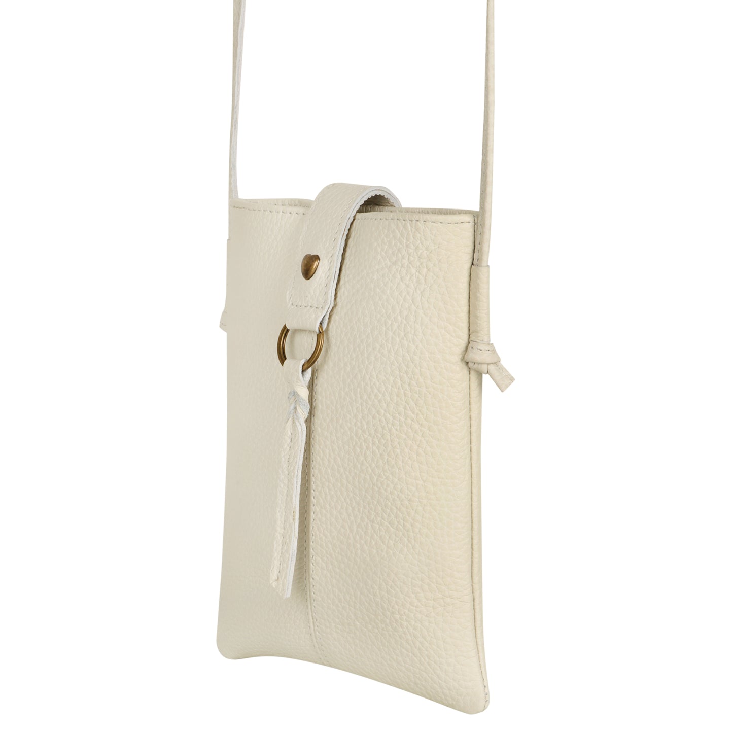 Jennie Small crossbody bag w/ slim strap closure & tassel - Cream White