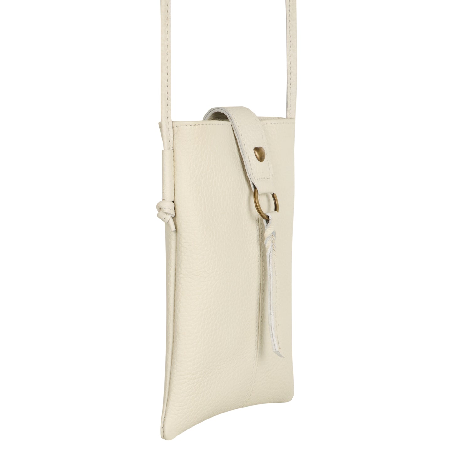 Jennie Small crossbody bag w/ slim strap closure & tassel - Cream White
