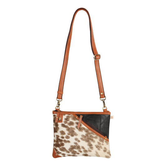 Grayson Wide Crossbody Bag w/ Pocket - White  Hairon