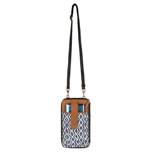 Small Cellphone Crossbody Bag Blue Print