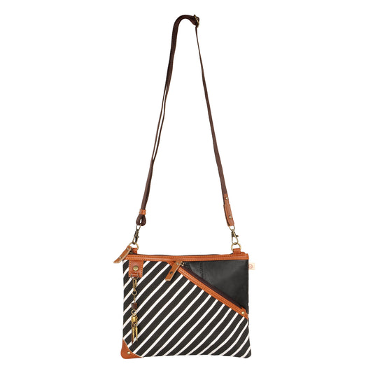 Grayson Wide Crossbody Bag w/ Pocket - Striped