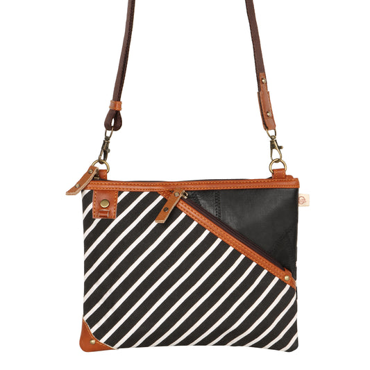 Grayson Wide Crossbody Bag w/ Pocket - Striped