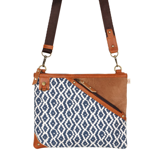 Grayson Wide Crossbody Bag w/ Pocket - Blue Breeze