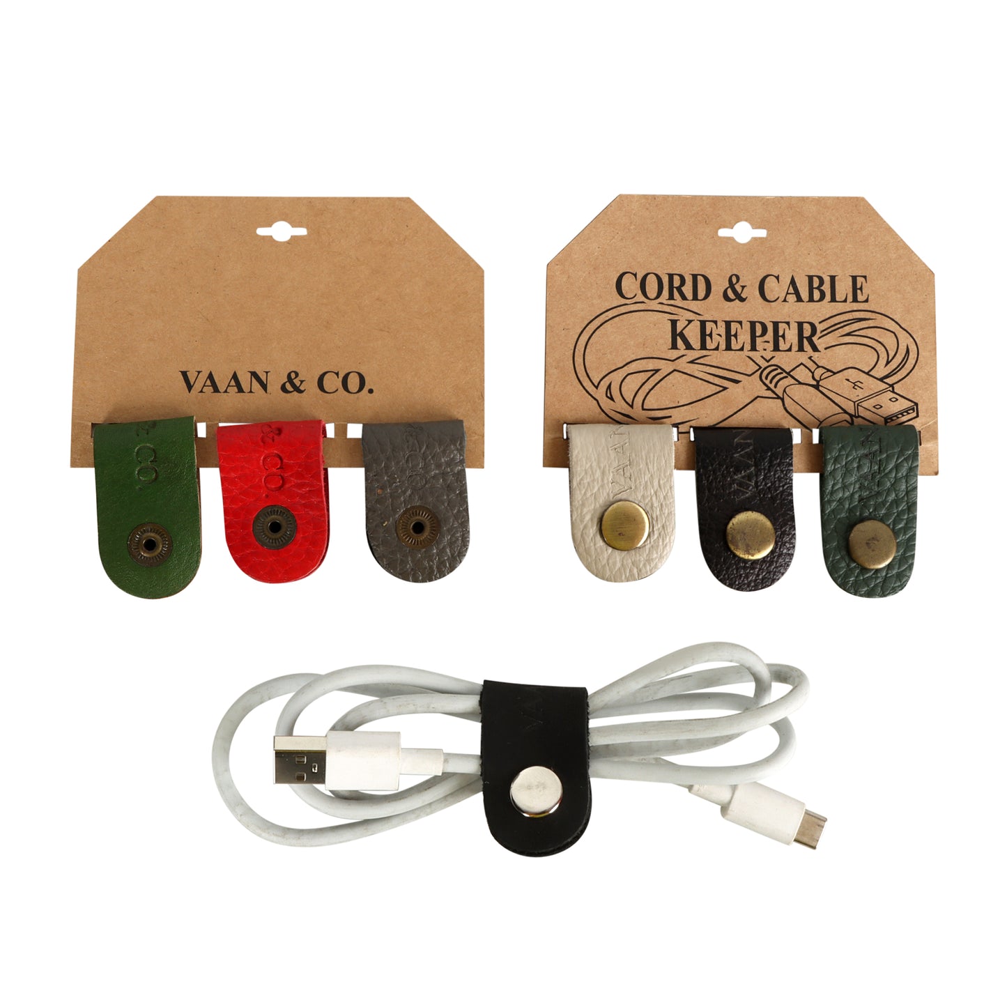 Leather Wire Organizers - Multicolor