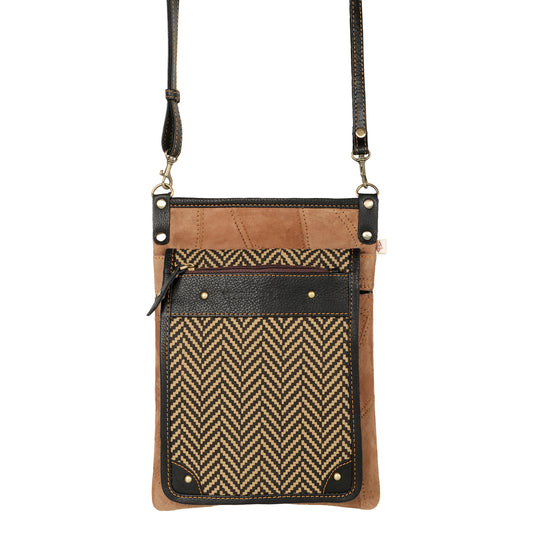 Small Crossbody Bag with Built in CC Herringbone