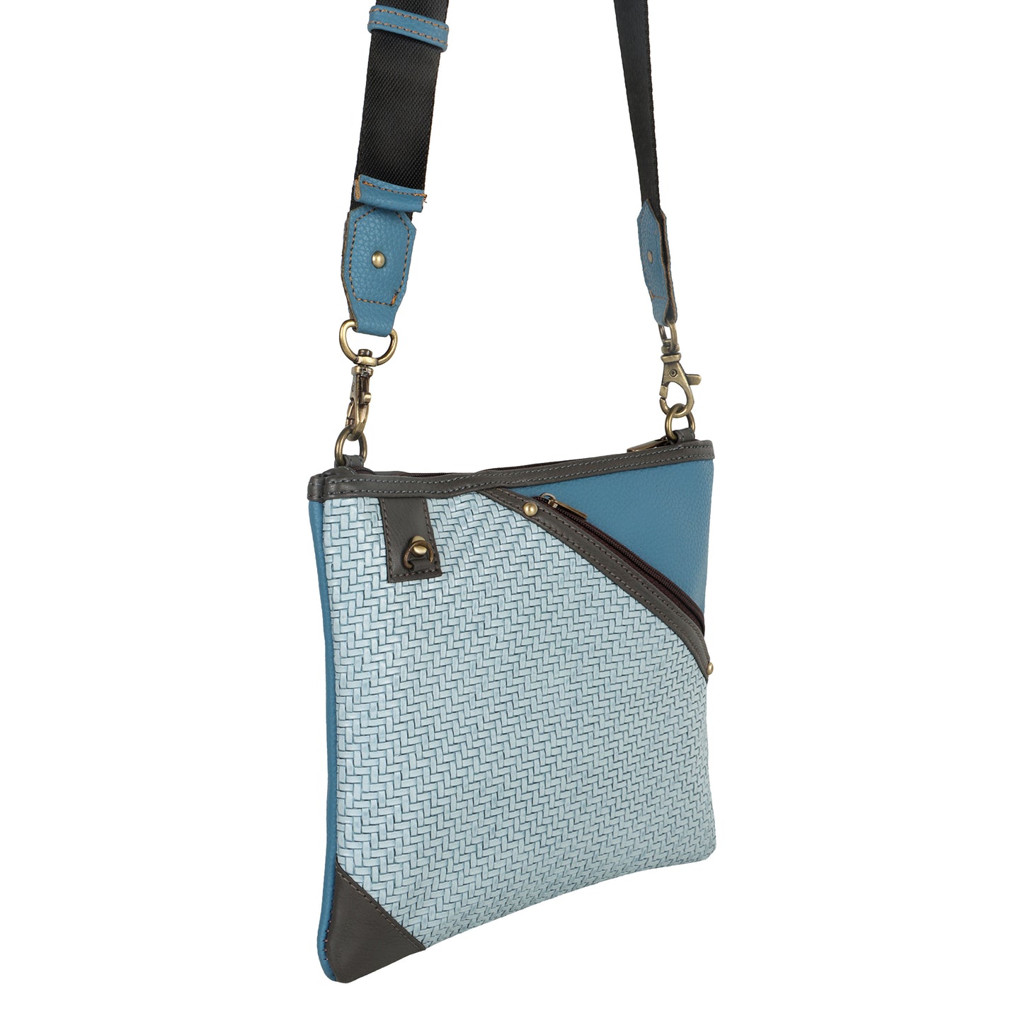 FOXIE - Grayson Wide Crossbody with Front Pocket in Blue