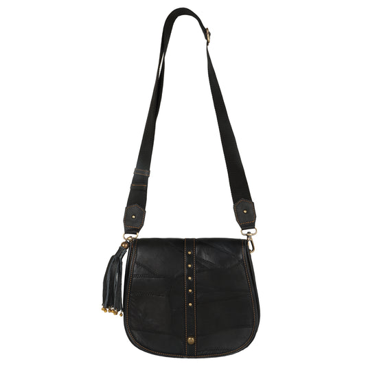 VAAN & CO. - Vivo Medium Crossbody Bag with Front Flap in Black