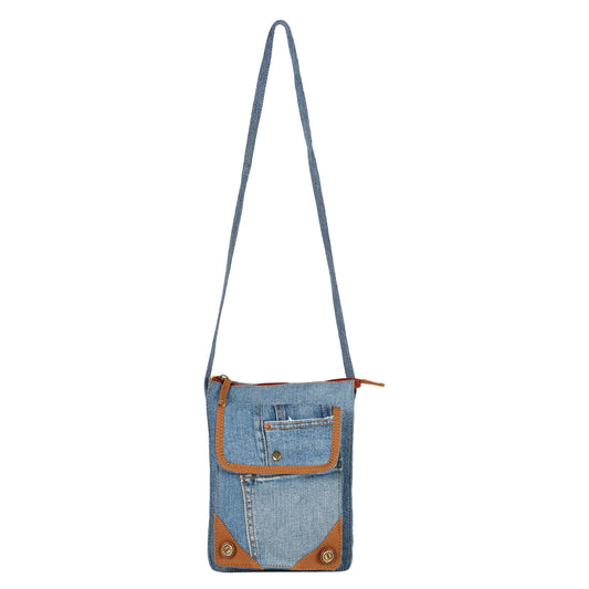 Kylie Multi-Pocket Denim Crossbody Bag