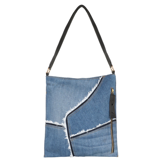 Lyla Patchwork Denim Hobo Bag