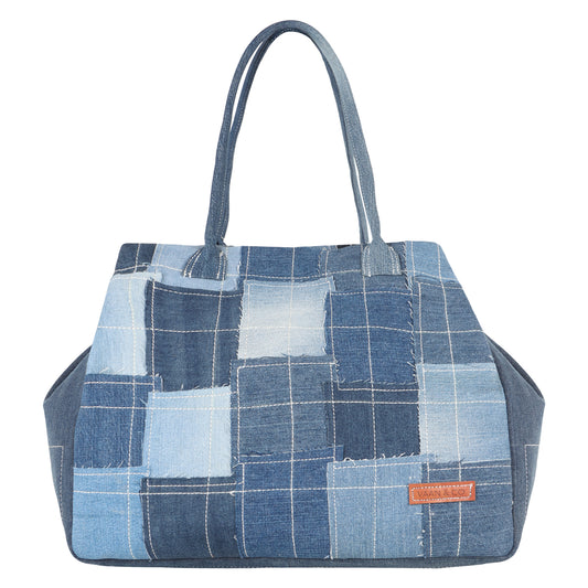 Terri Large Denim Patchwork Purse