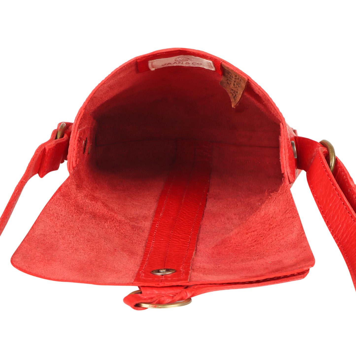 Jane Long crossbody w/ top flap & tassel - Vibrant Red