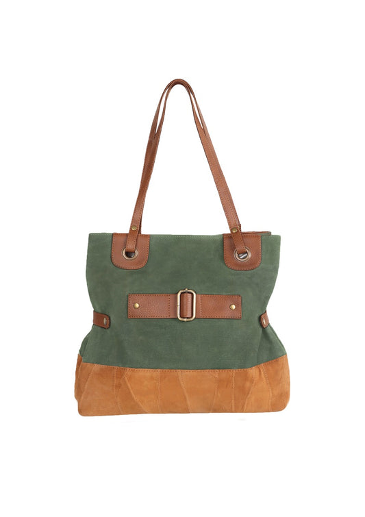 Dune Waxed Canvas & Upcycled Leather Tote Bag
