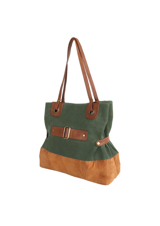 Dune Waxed Canvas & Upcycled Leather Tote Bag