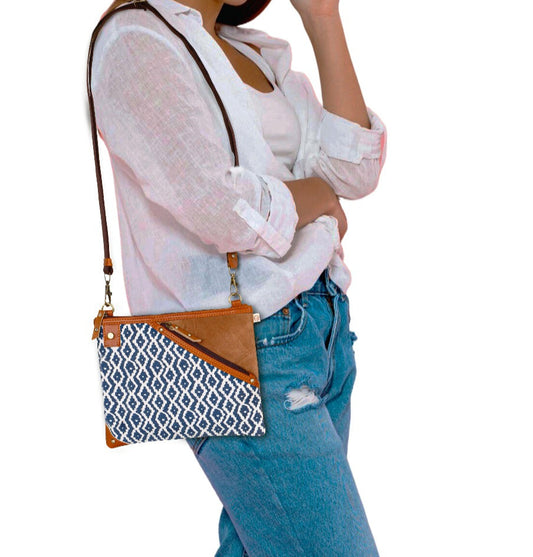 Grayson Wide Crossbody Bag w/ Pocket - Blue Breeze