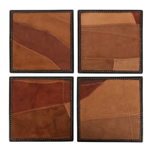 Brown Leather Coaster Set of 4